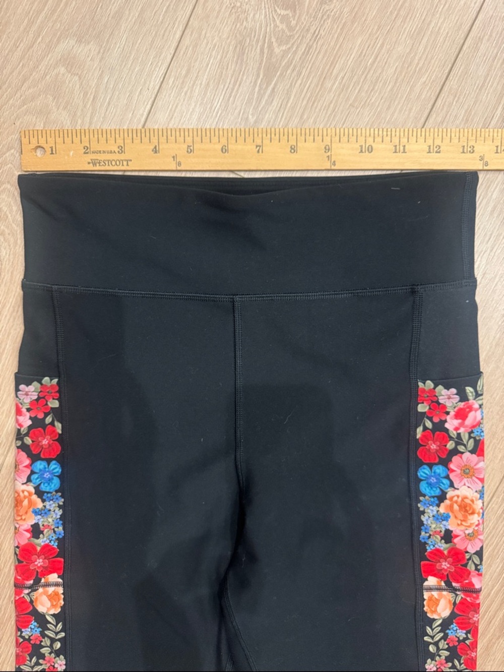 Johnny Was Bee Active Leggings With Pockets Black Rose Size L - Picture 12 of 14
